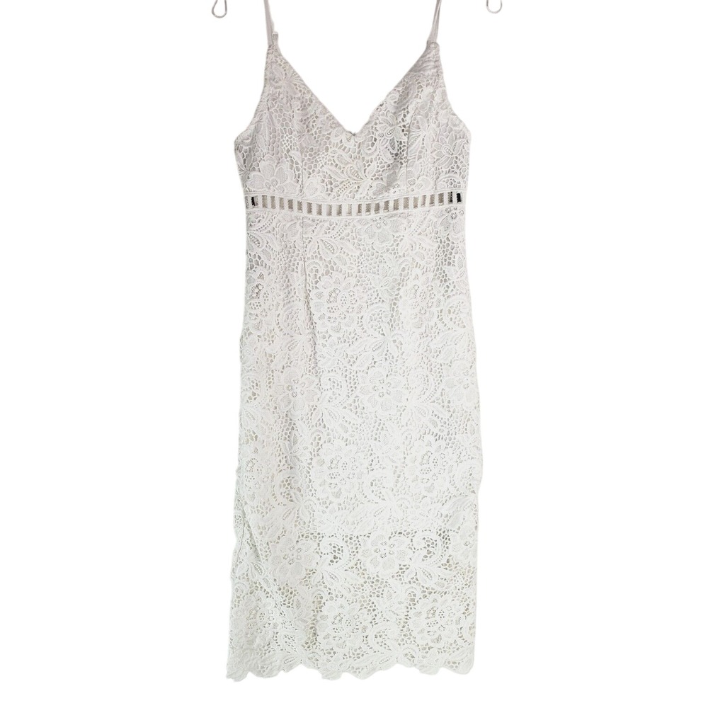 Forever 21 Lace Bodycon‎ Dress Womens Large White Cutout Party Cocktail Festival